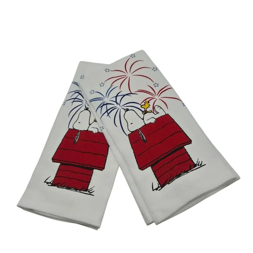 Peanuts 2pc Snoopy and Woodstock 4th Of July Americana Kitchen‎ Towels  16x26in